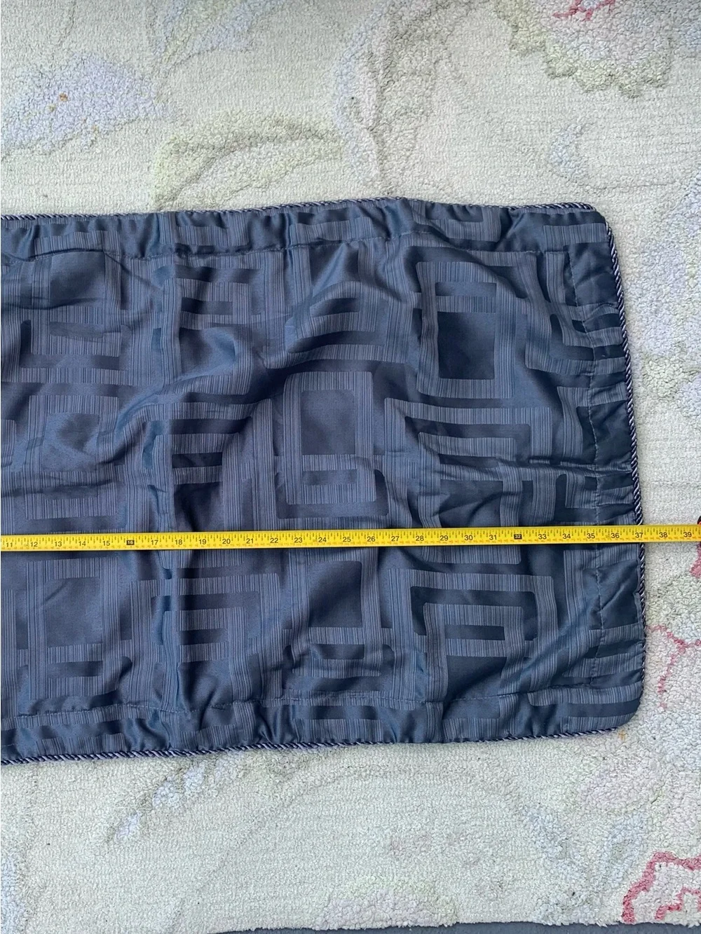 Set of 2 King Size Luxury Jacquard Pillow Shams Navy Blue Greek Key Geometric